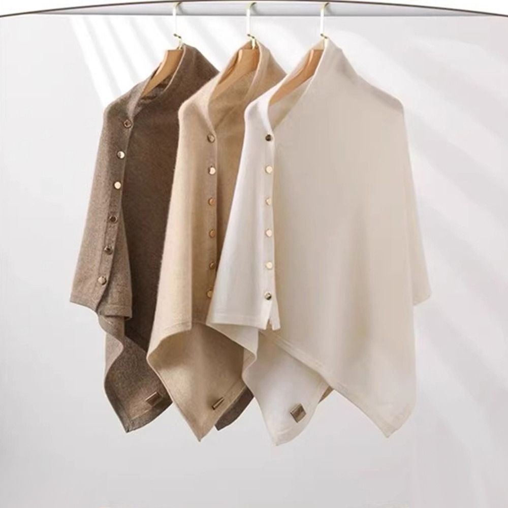 Women'S Fashion Knitwear - New with Button Pashmina Shawl Warm
