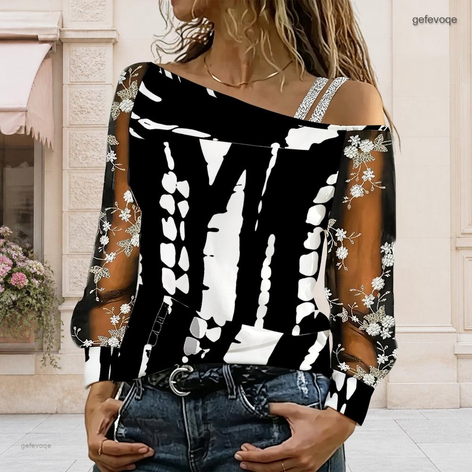 Off Shoulder Top - Women Off Shoulder Blouse Asymmetric One