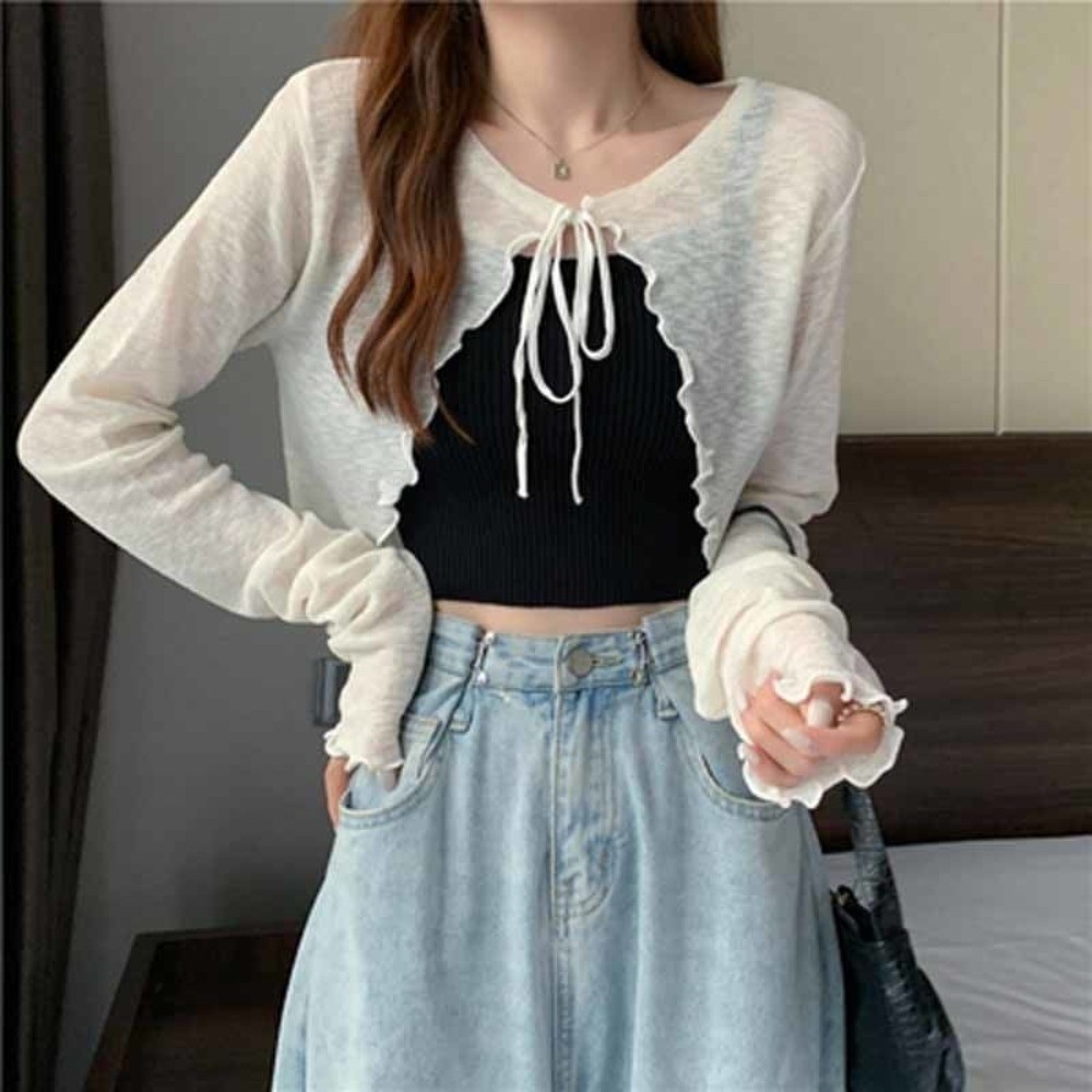 Women'S Fashion Knitwear - Fashion Thin Sun Protected Cardigan Lace-up
