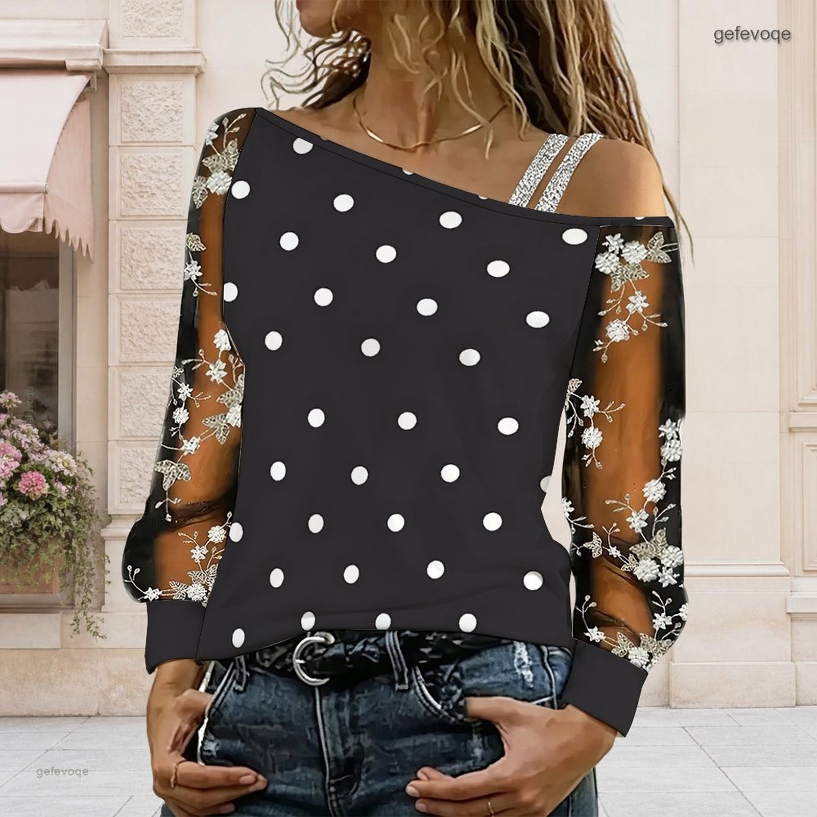 Off Shoulder Top - Women Off Shoulder Blouse Asymmetric One