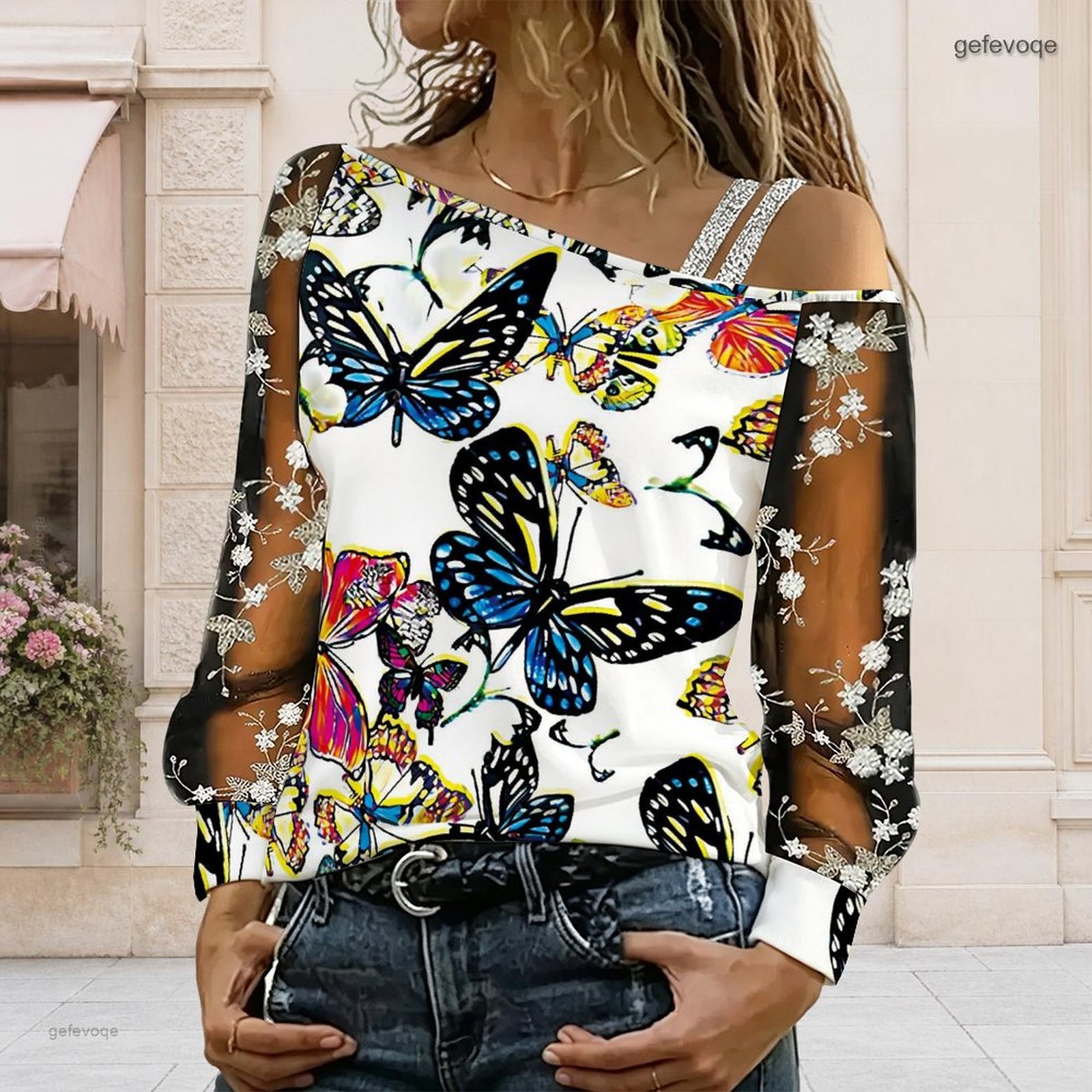 Off Shoulder Top - Women Off Shoulder Blouse Asymmetric One