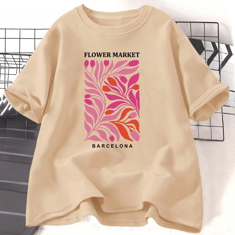 Women'S Fashion Market Size - Flower Market Barcelona Tshirt Woman Cotton