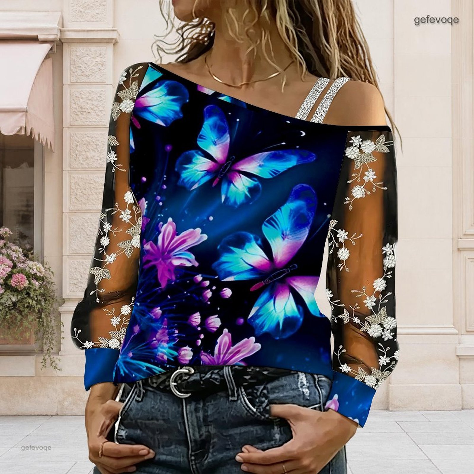 Off Shoulder Top - Women Off Shoulder Blouse Asymmetric One