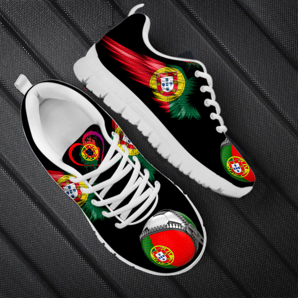 Women'S Fashion Portugal - Portugal Flag Football Print Flats Running