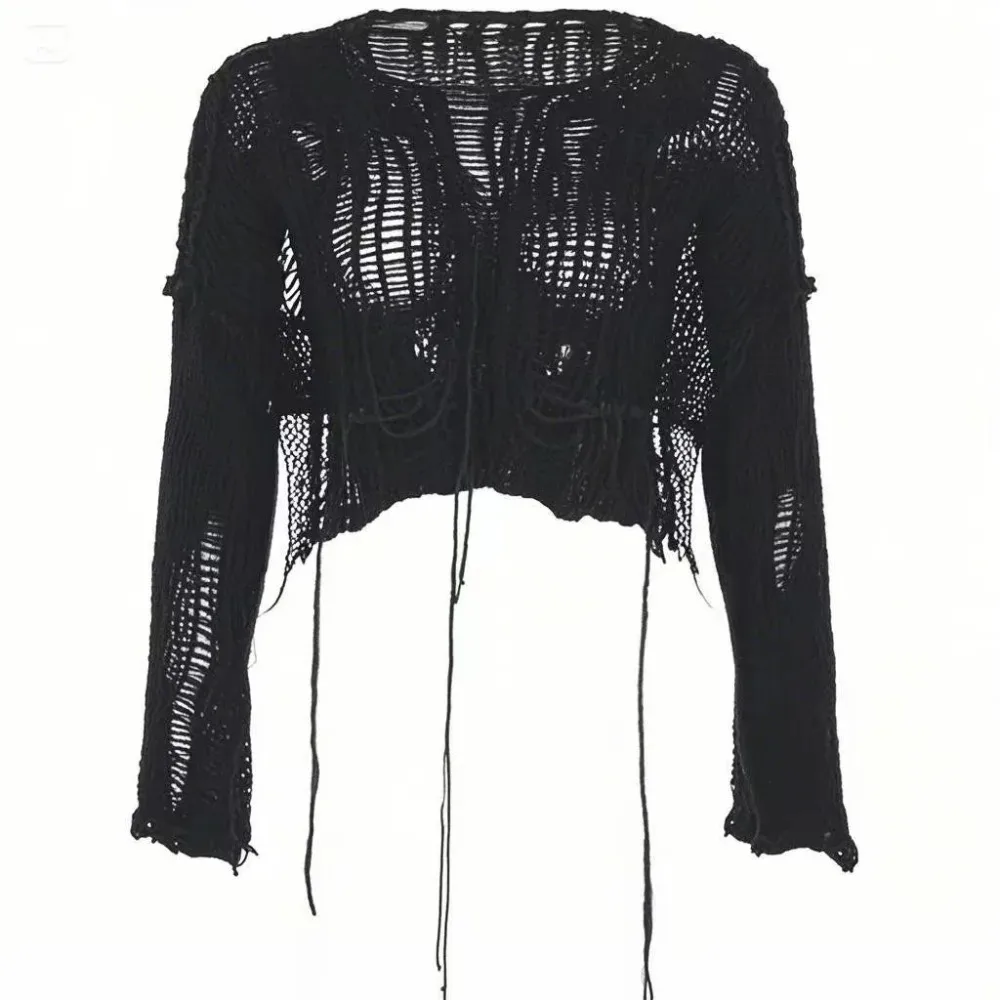 Cropped Hole Sweater Sexy Gyar - огляд і ціна Women'S Fashion Knitwear