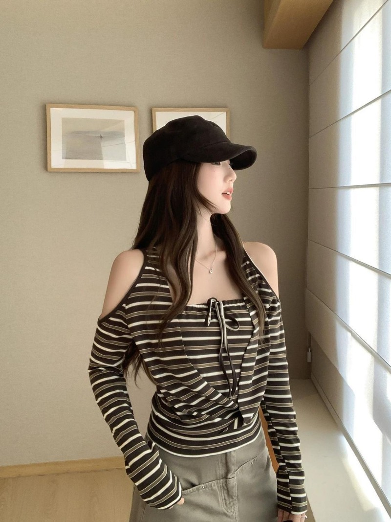Kimotimo Women Stripe Long Sle - огляд і ціна Off Shoulder Top